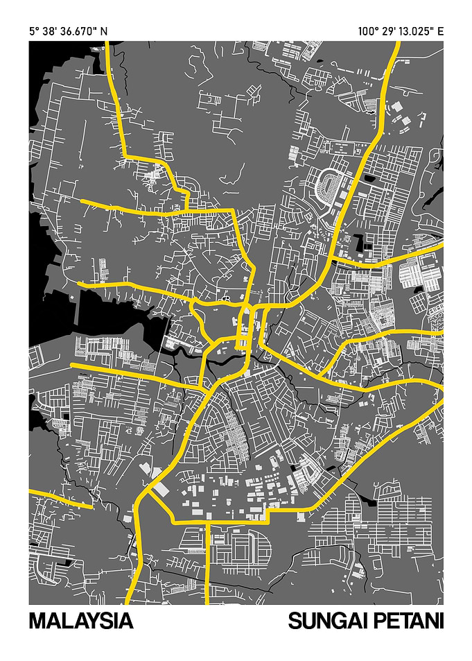 Sungai Petani City Street Map