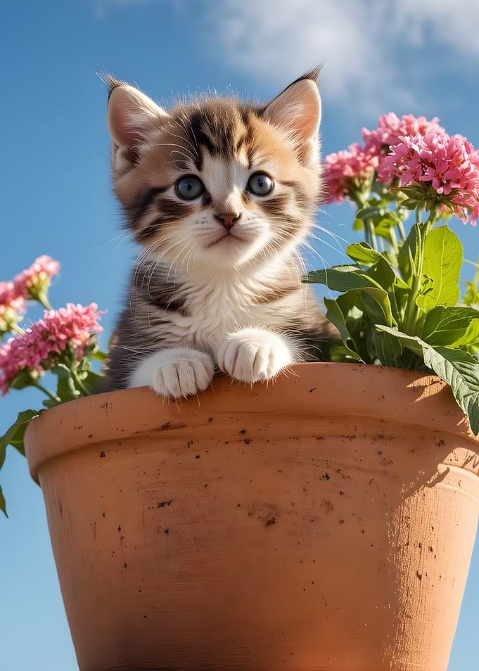 Kitten in Flower Pot