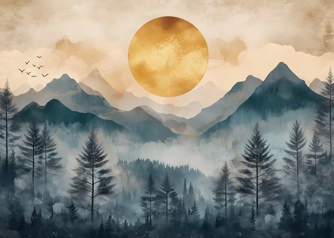 Golden Sunset Mountains