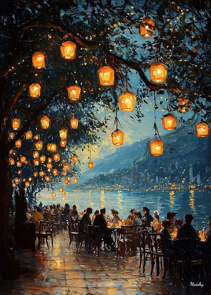 Impressionist Inspired Lakeside Lantern Evening