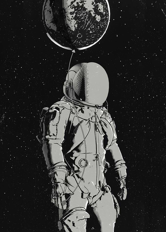 Astronaut with Moon Balloon