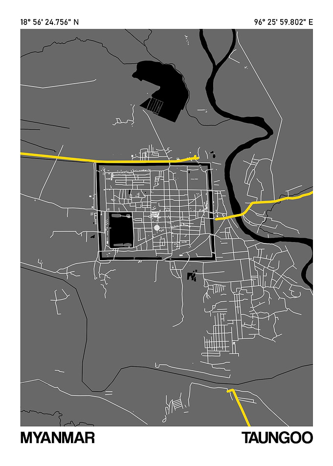 Taungoo City Street Map