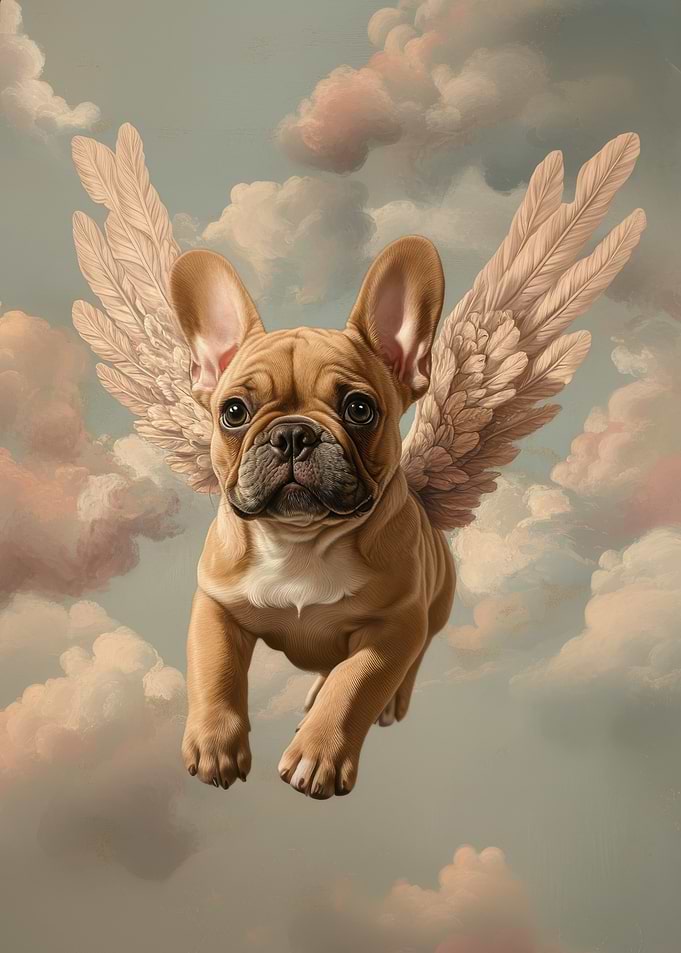 French Bulldog with Angel Wings | Sentimental Pet Portrait | French Bulldog Angel