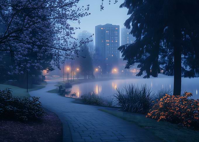 Misty Park Path