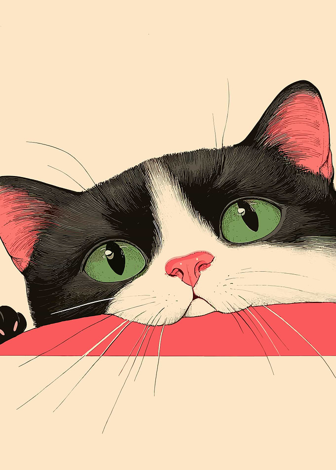 Curious Cat Illustration
