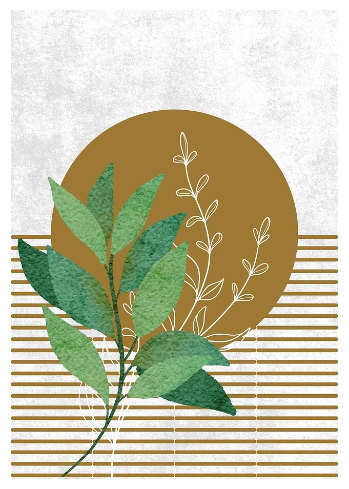 Green Leaves and Gold Circle
