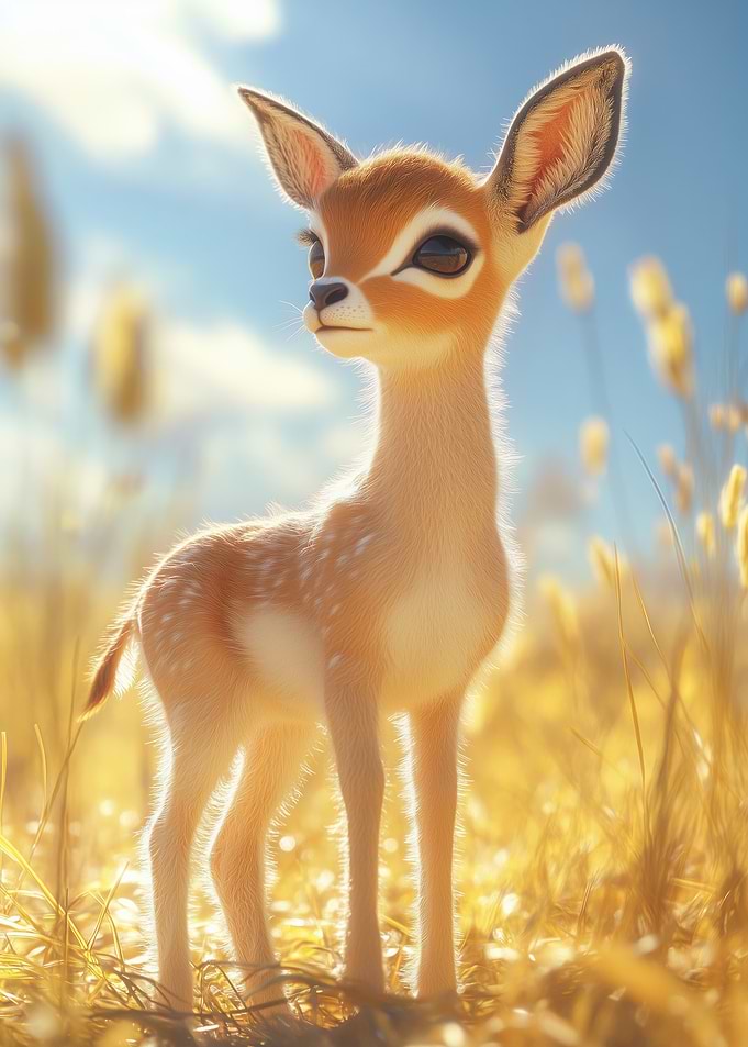Cute Baby Gazelle in Field