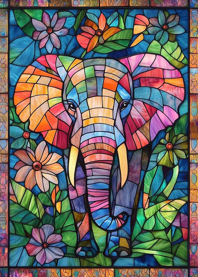 Stained Glass Elephant