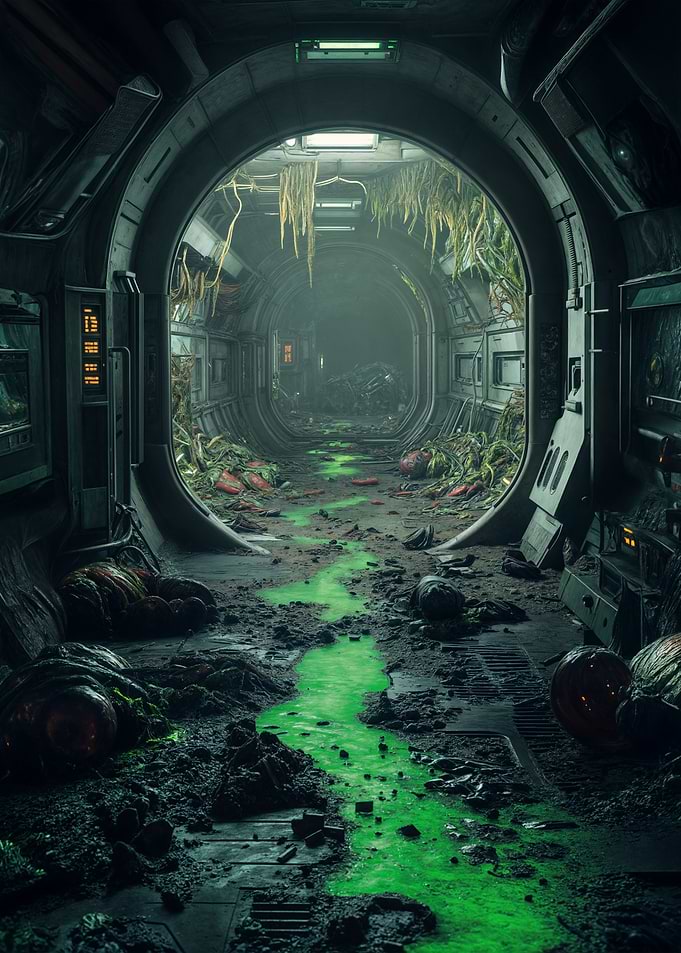 Abandoned Space Station Corridor