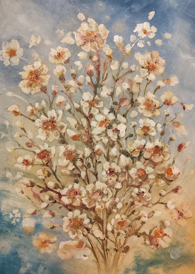 White Flower Bouquet Painting