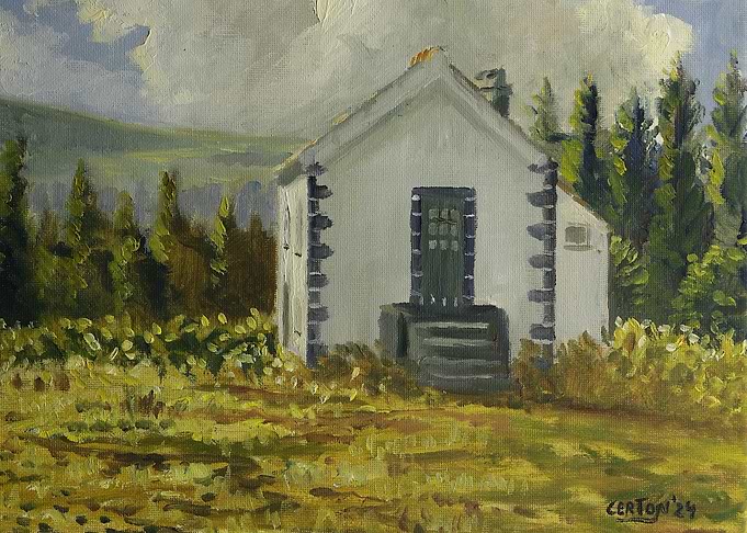 White Cottage Painting