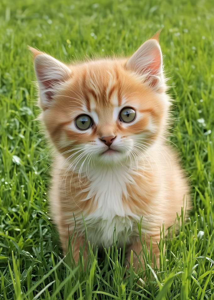 Cute Orange Kitten in Grass