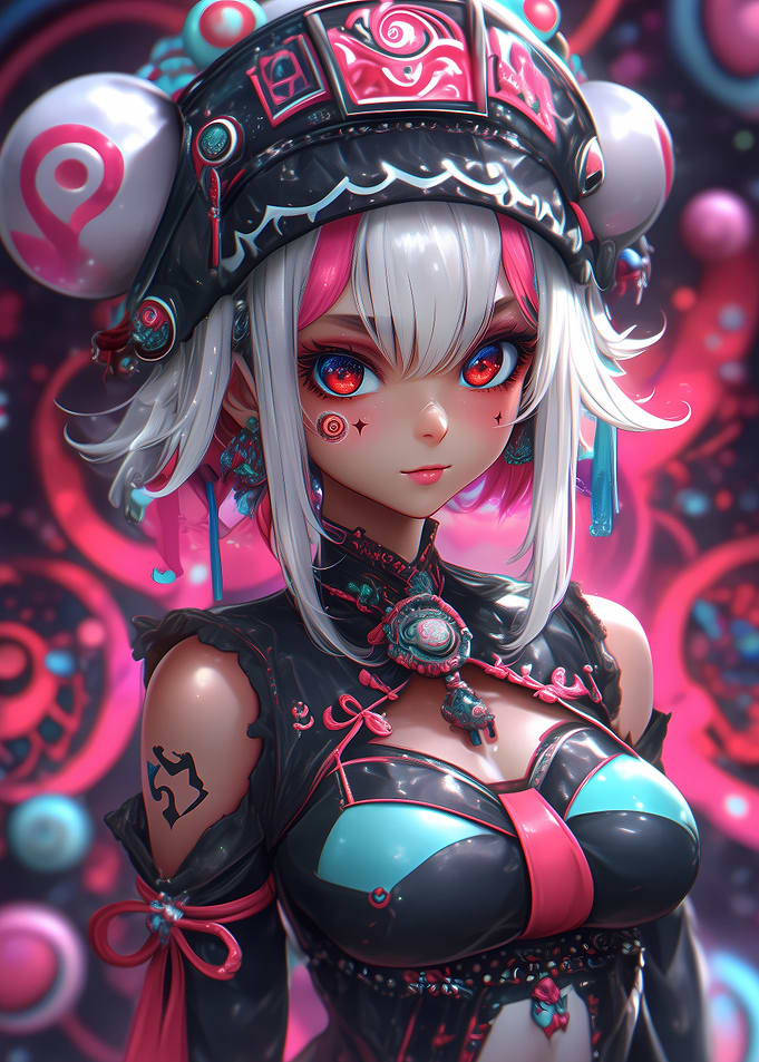 Anime Girl with Red Eyes Gaming