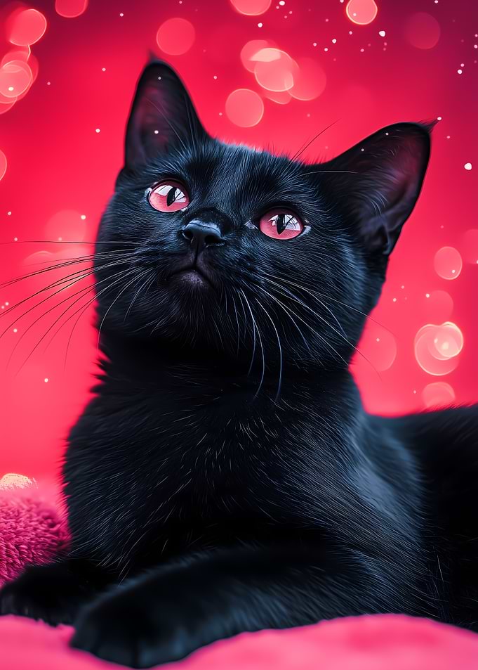 Black Cat with Red Eyes