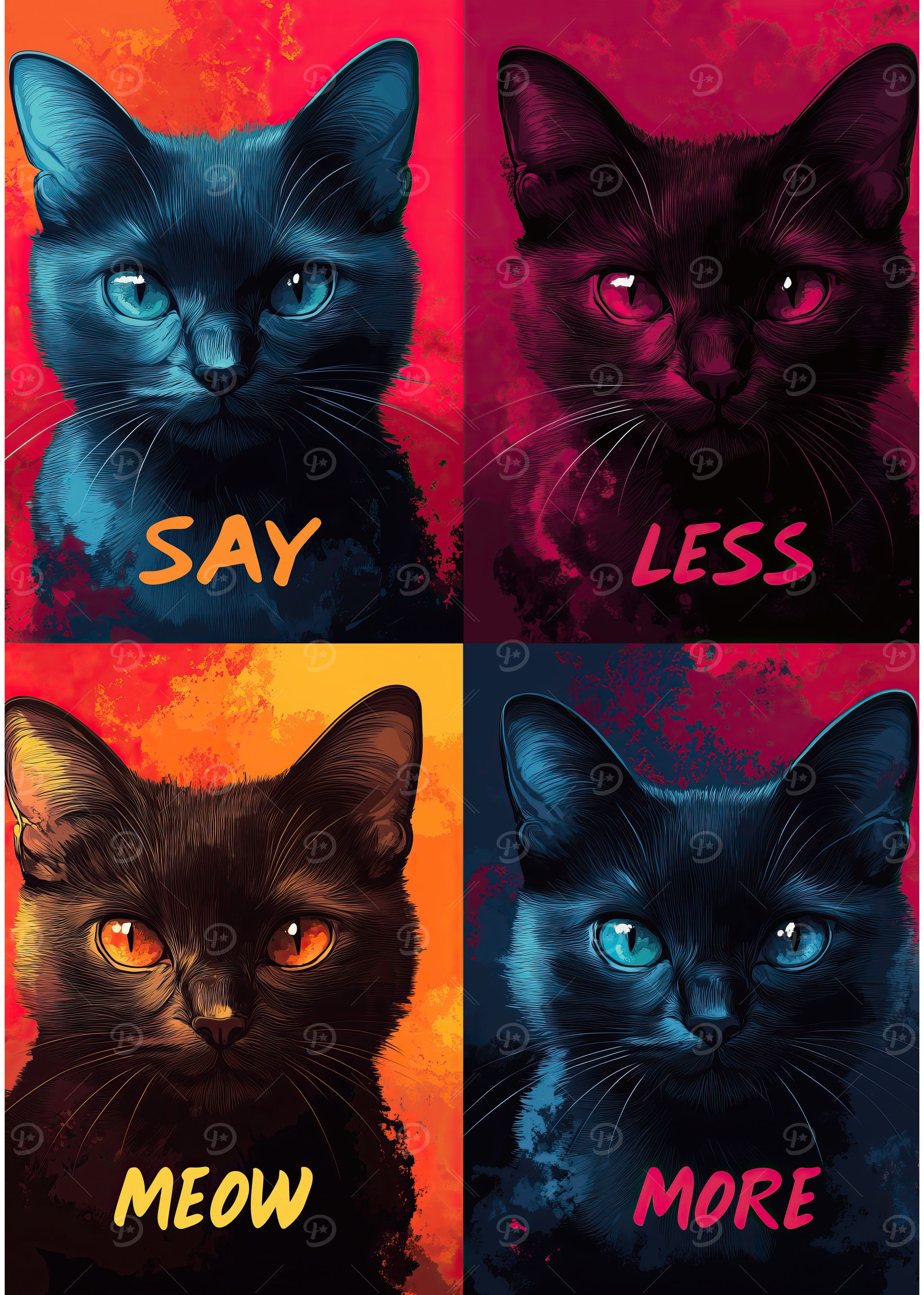 Cat Pop Art Print. Say less meow more