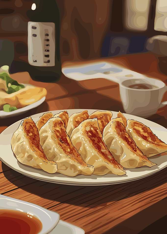 Gyoza on a Plate
