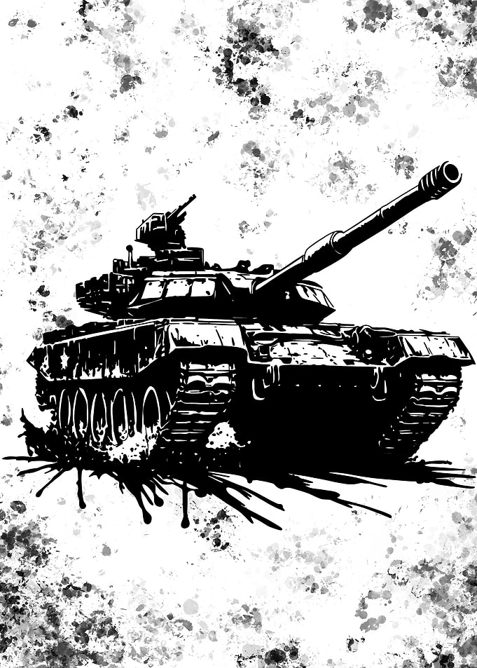 Black and White Tank Illustration