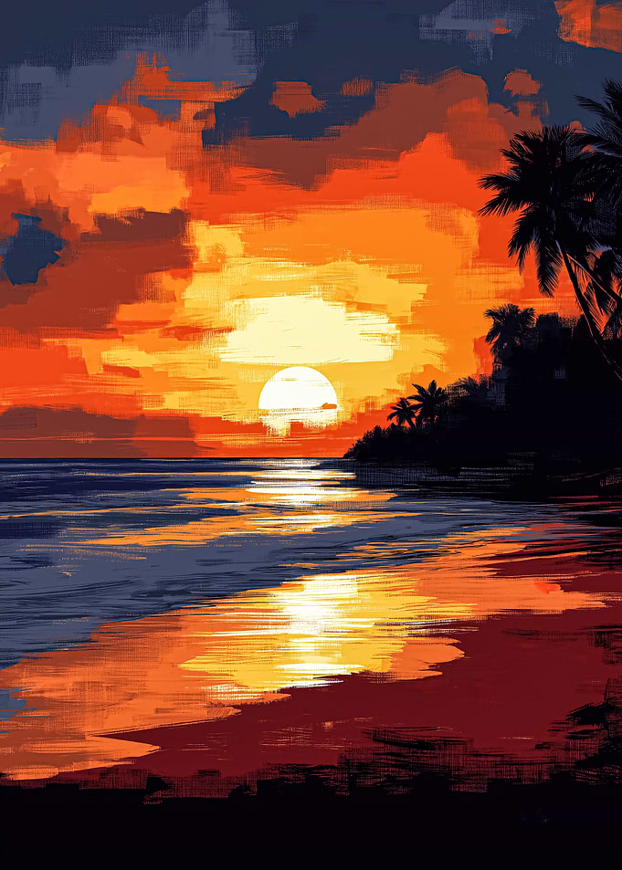 Sunset Beach Painting