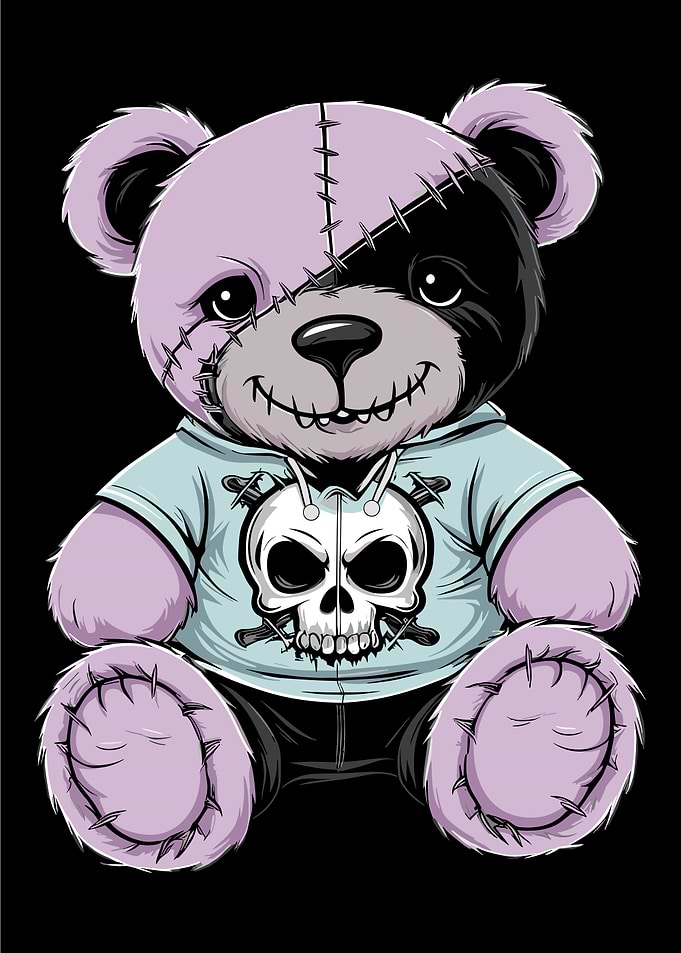 pastel goth teddy bear
