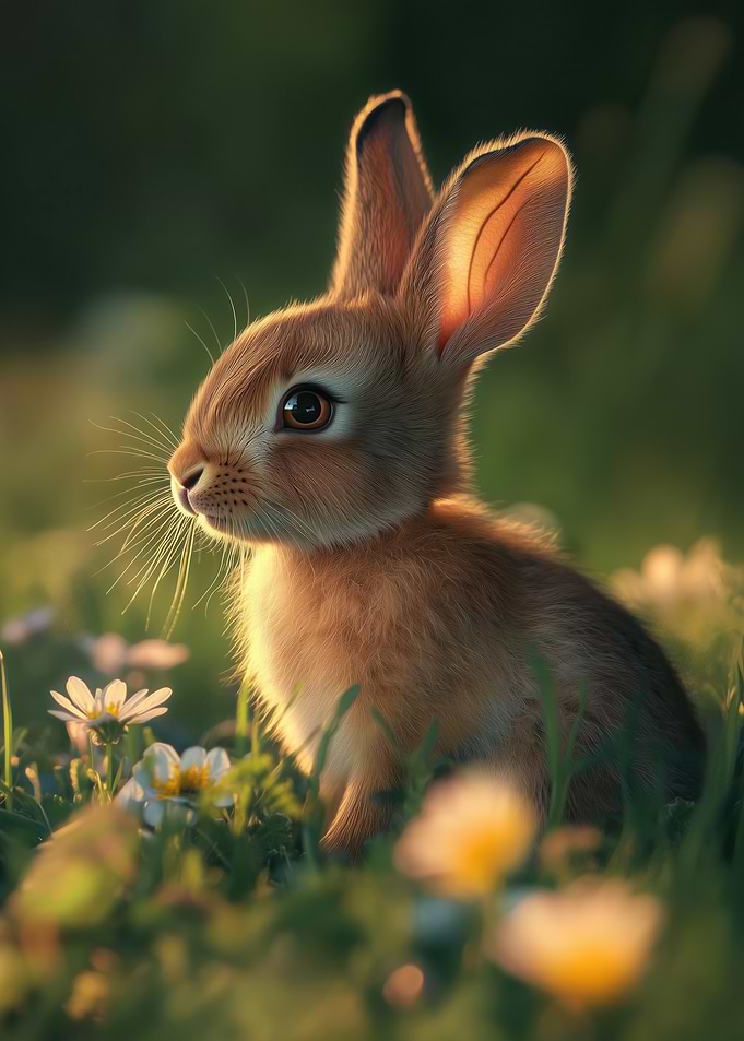 Cute Baby Bunny in Meadow