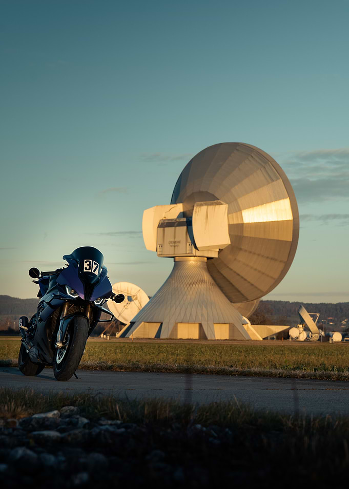 Motorcycle and Satellite Dish