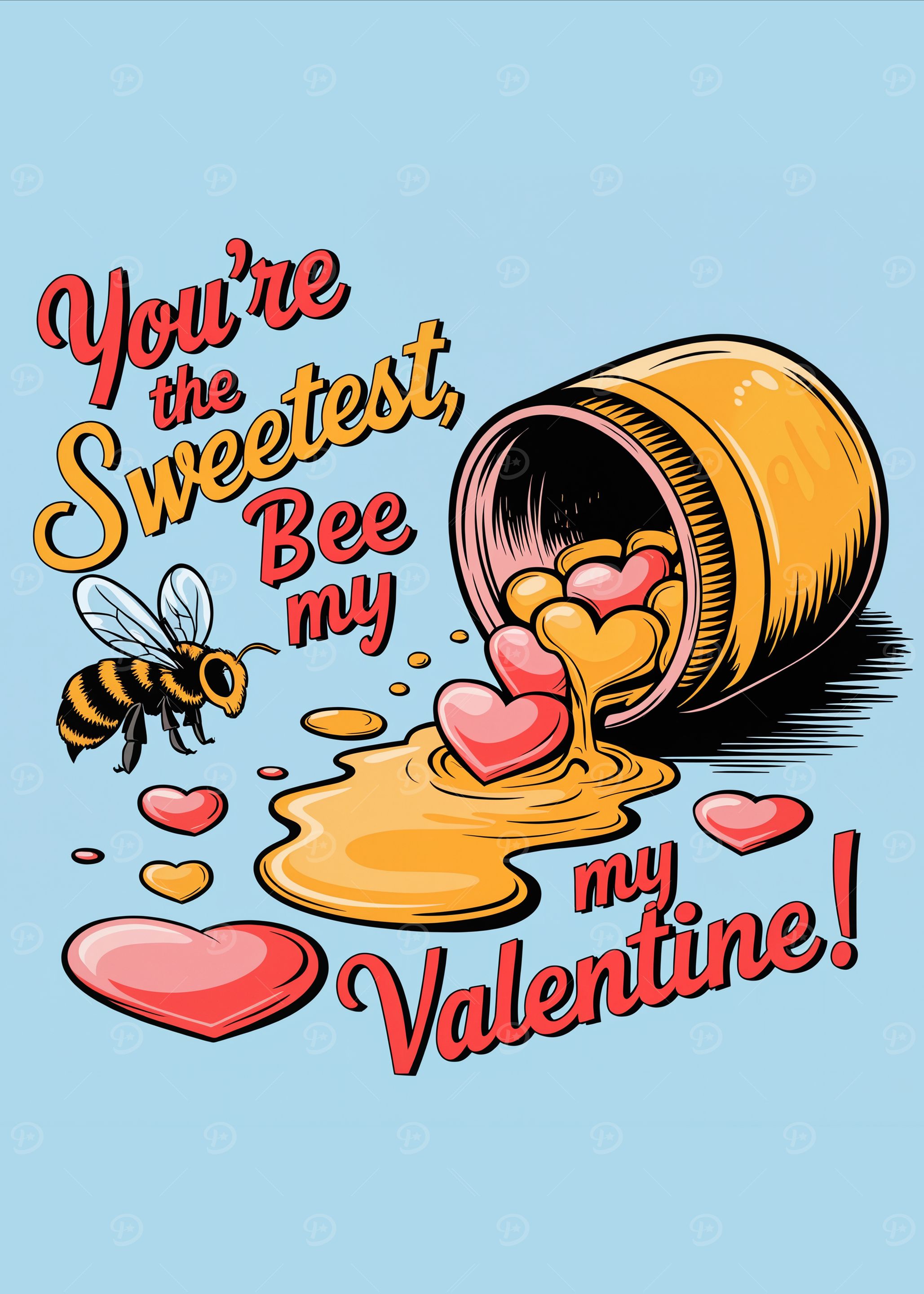 You're the Sweetest Bee My Valentine Honey Jar Heart Design