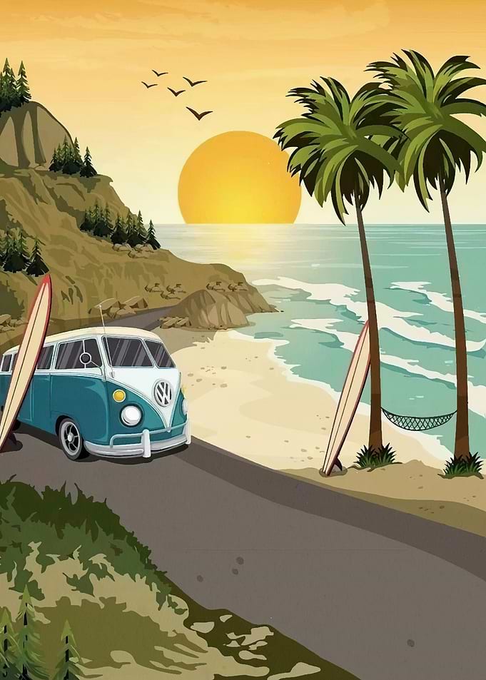 VW Van Beach Sunset