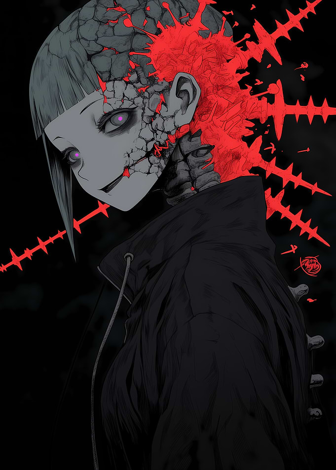 Anime Girl with Broken Head
