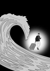 Man Walking Through Wave