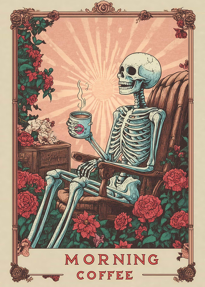 Skeleton Morning Coffee