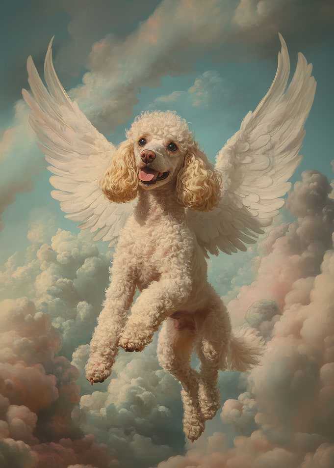 Poodle with Angel Wings | Loving Companion Memorial Print