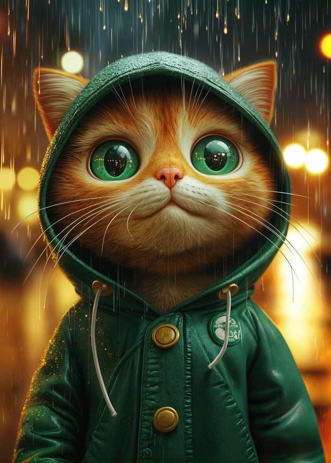 Cute Cat in Rain