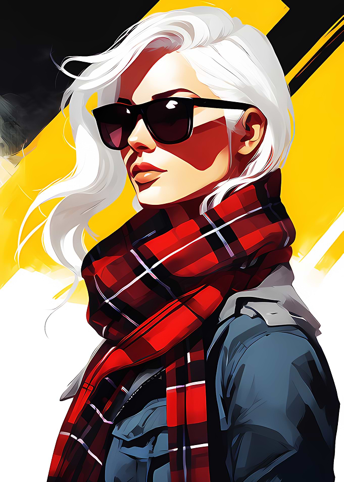 Woman in Sunglasses and Scarf