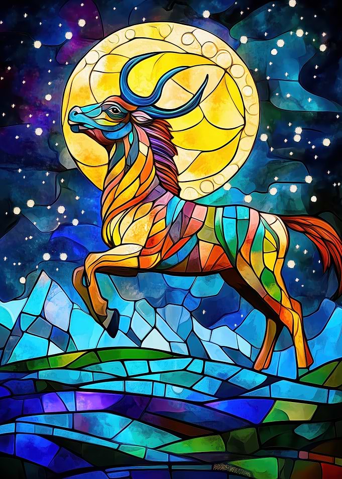Stained Glass Antelope