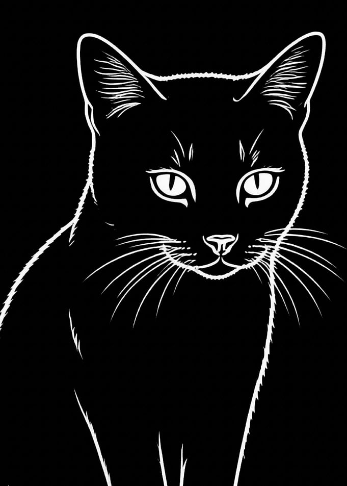 Black Cat Line Art