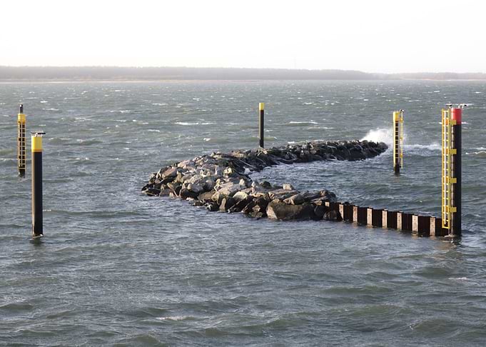 Rocky Breakwater in Rough Sea
