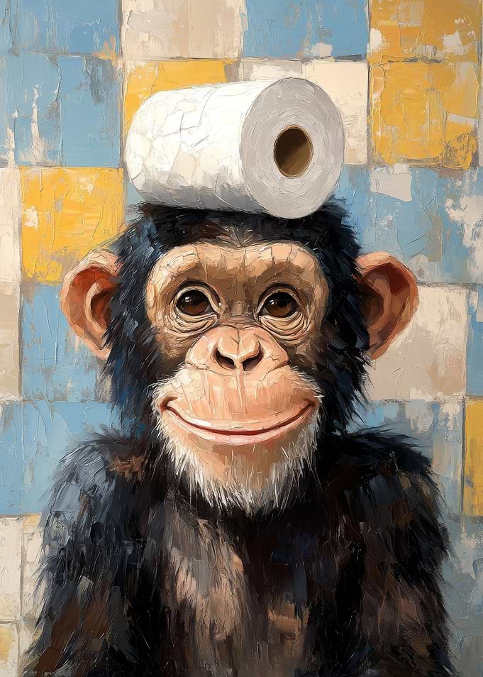 Chimpanzee with Toilet Paper