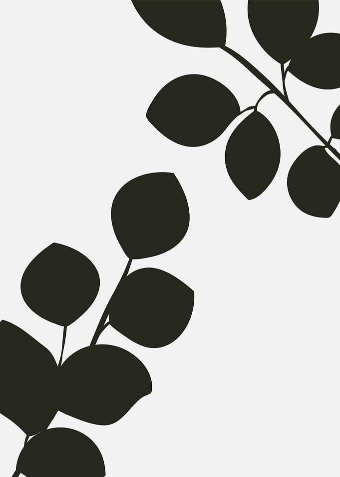 Black Eucalyptus Branch Silhouette