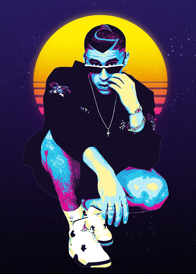 Bad Bunny Retro Art