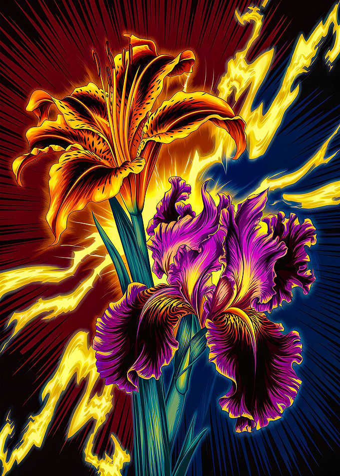 Floral Power: Inferno of Iris and Lily