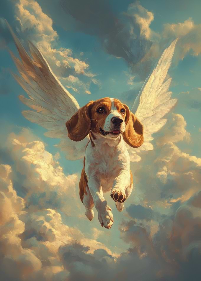 Beagle with Angel Wings | In Memoriam Tribute