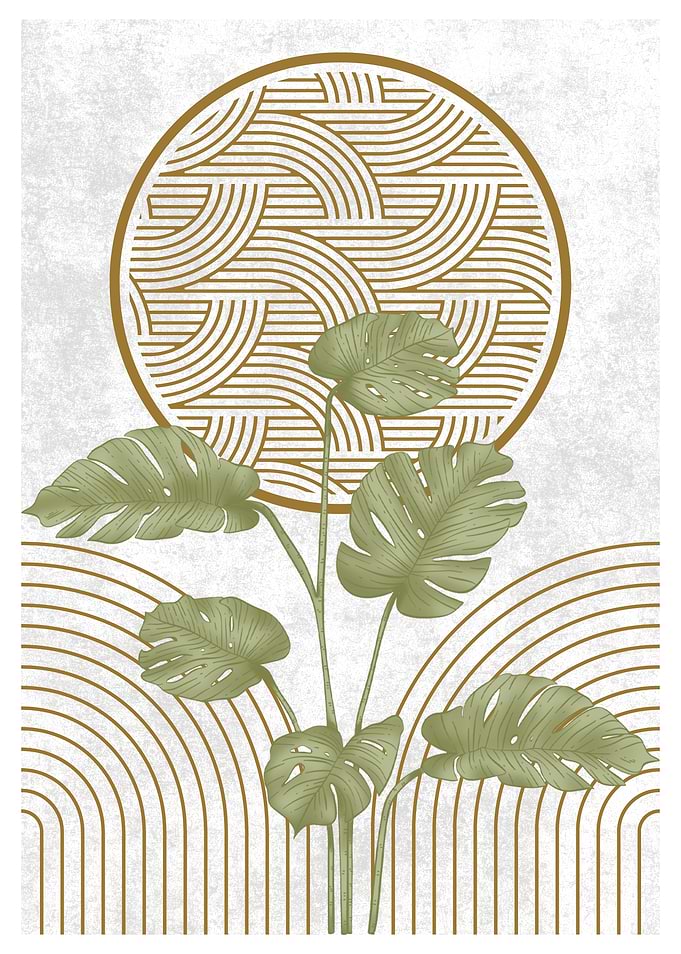 Tropical Leaves & Geometric Art
