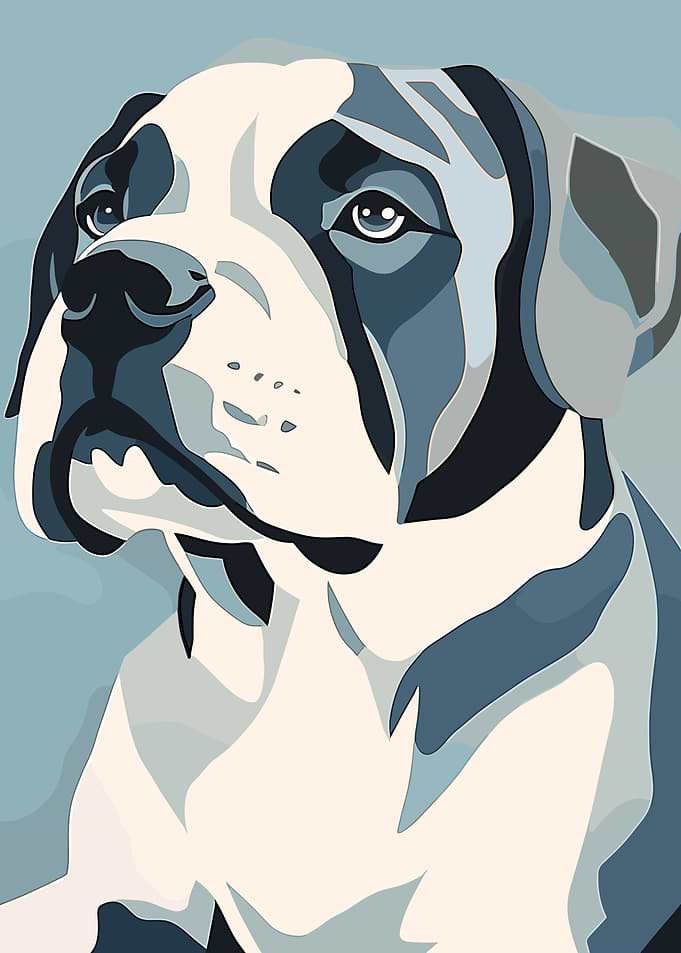 Blue Bulldog Dog Portrait