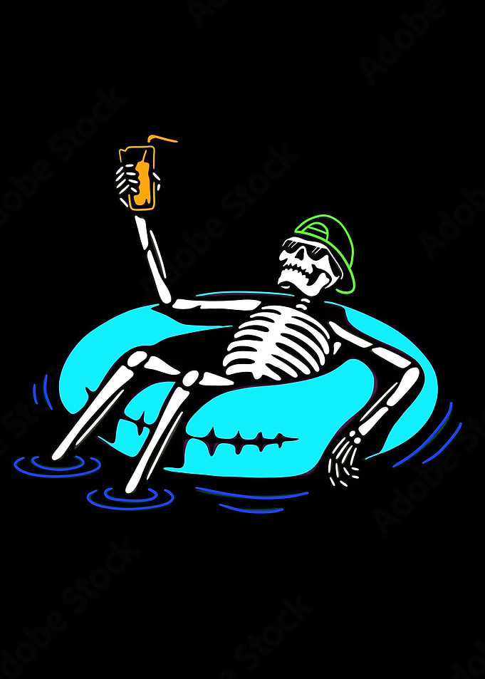 Skeleton Chillin' in Pool