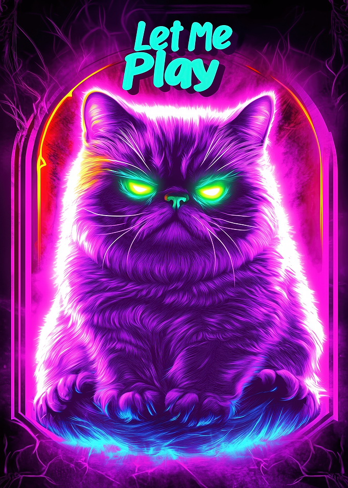Gamer Cat Neon Art