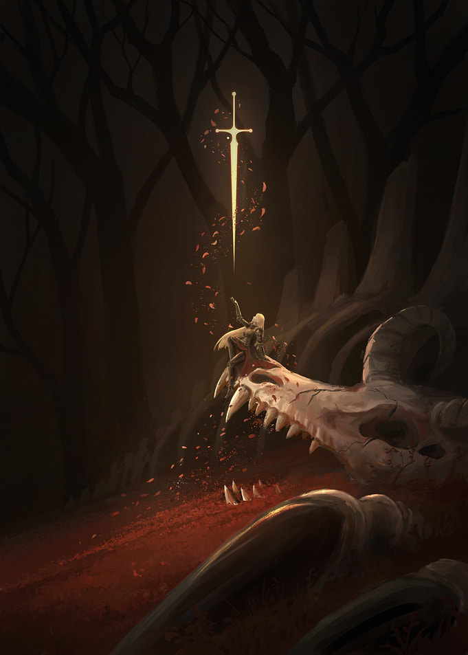 Knight and Dragon Skull