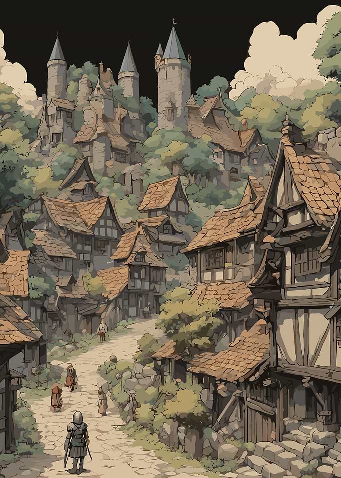 Medieval Village Illustration