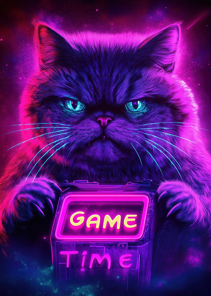 Gamer Cat Neon Art