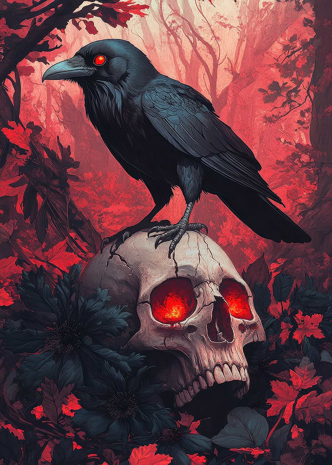 Raven On Skull
