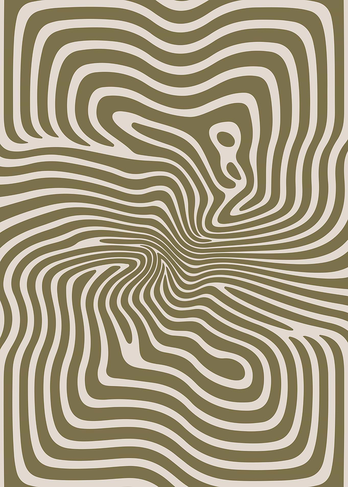 Abstract Wavy Lines in Golden Olive